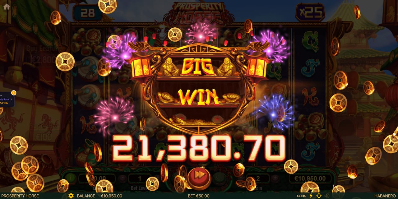 Prosperity Horse winning screen with combined multiplier result
